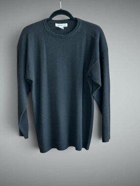 Vintage 90s 100% Lambswool Black Sweater Capsule Minimalist Perspective Size L